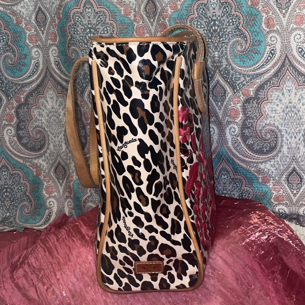 Consuela Leopard Print Tote with Red Floral Accents - Picture 6 of 9